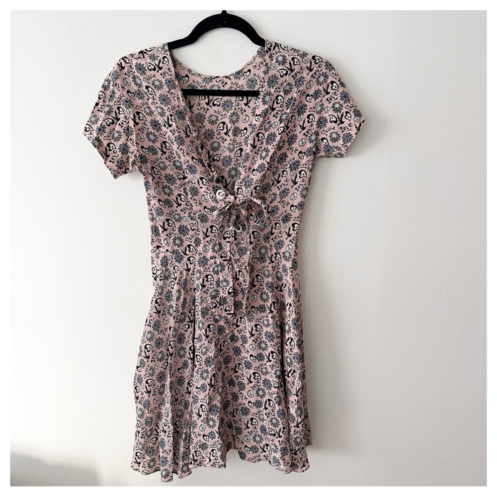 Sandro Dress Rusy Pink peace/love print size 1/S - Picture 1 of 4